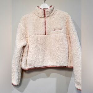 Champion Cream Sherpa Pullover • Women’s Large • Cozy Half-Zip